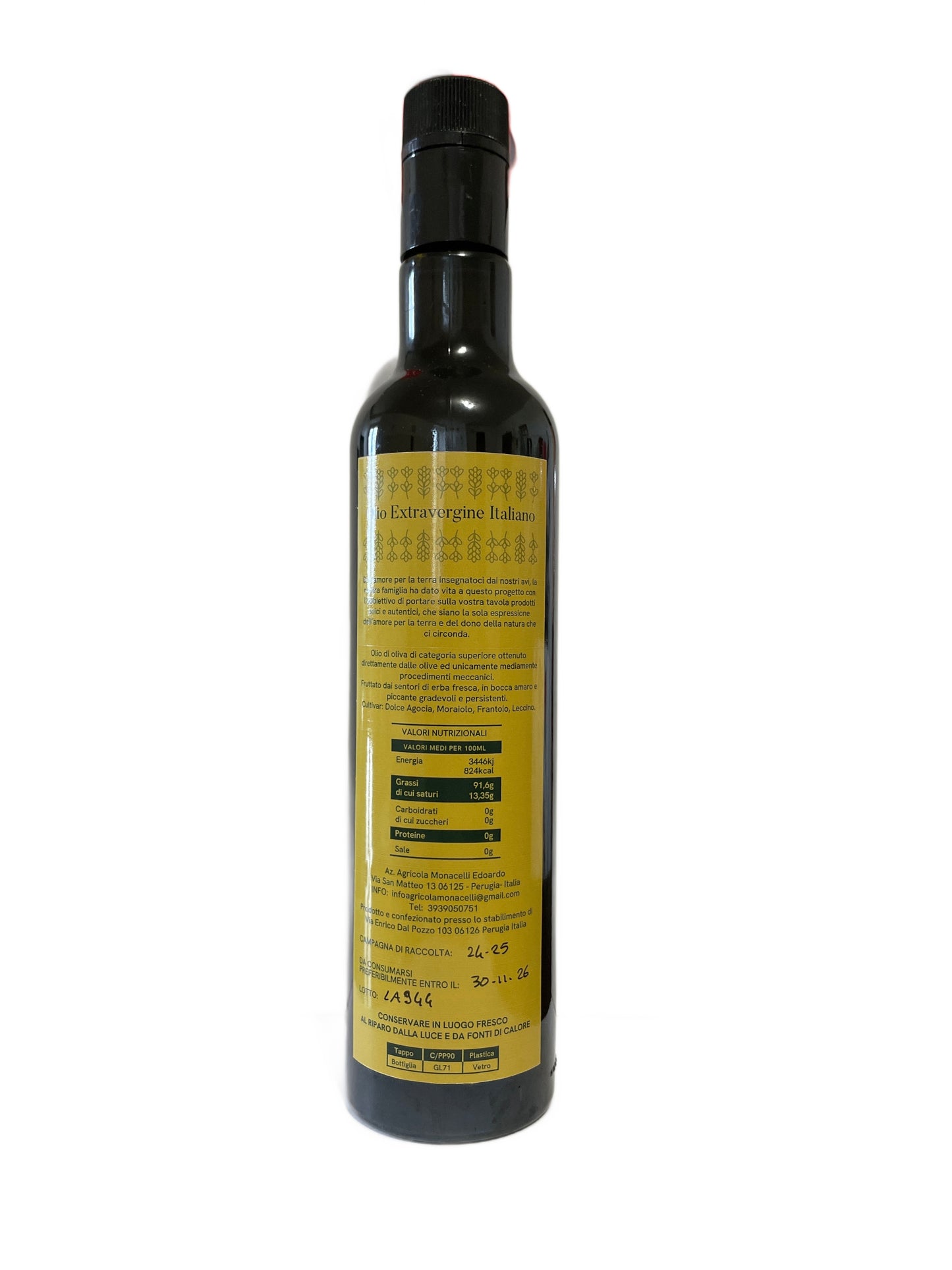 Primus 500 ml OLIO EXTRA VERGINE DI OLIVA 100%UMBRO non filtrato