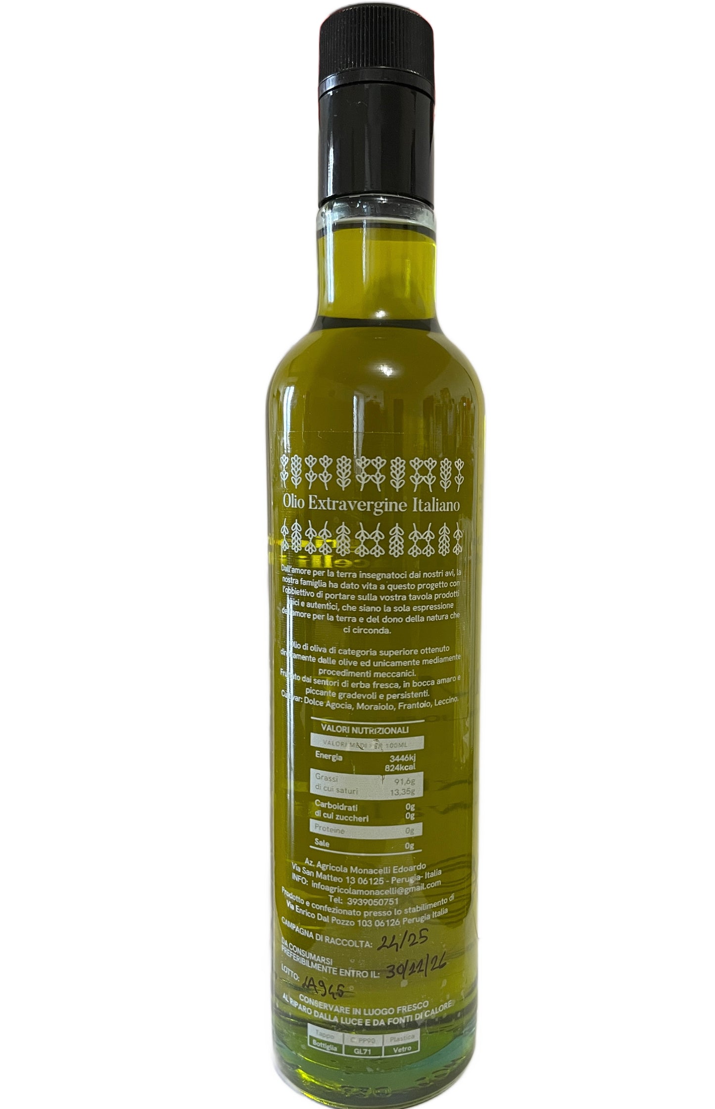 Demetra 500 ml OLIO EXTRA VERGINE DI OLIVA 100%UMBRO filtrato